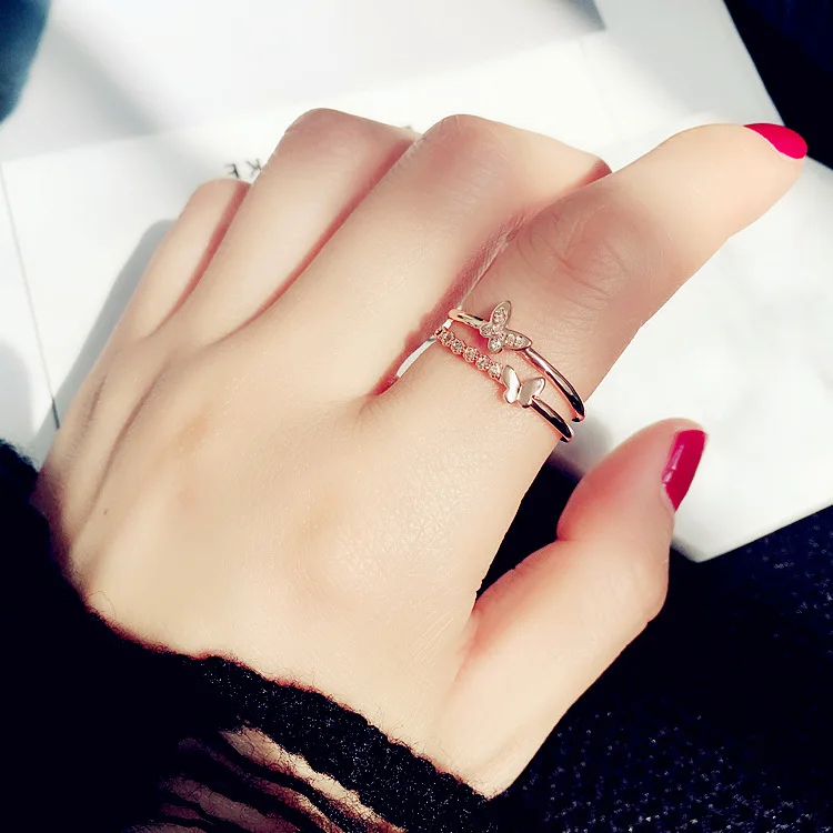 

Новые модные кольца в форме бабочки, блестящие кубические циркониевые листья, геометрическое регулируемое кольцо на палец для девочек, акс...