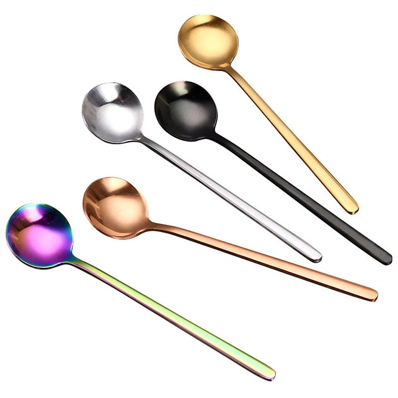 

1pcs Stainless Steel Coffee Spoon Round Head Spoon Korean Style Spoons Honey Dessert Gift Mixing Spoon