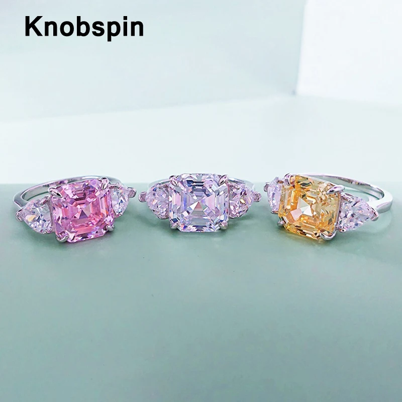 

Knobspin Women's Ring Real 925 Sterling Silver Created Moissanite Fine Jewelry Wedding Anniversary Party Rings For Women Gift