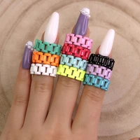 new summer rings candy colored hand painted surface watchband shape open finger rings for women girls party jewelry accessories