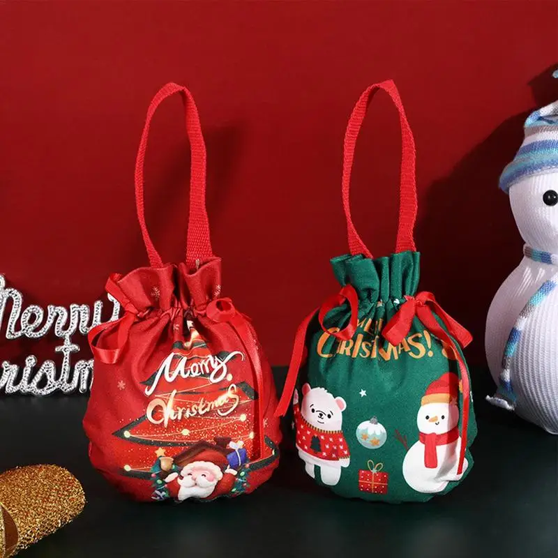 

10pcs Santa Velvet Gift Bags Christmas Apples Candy Bag Christmas Decoration for Home Navidad Xmas Ornaments New Year 2023 2022