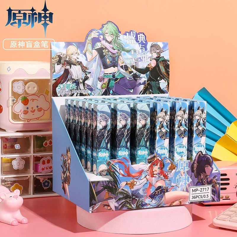 

36 pcs/set Anime Genshin Impact Fat Head Gel Pen 0.5 mm Black Ink Signature Pens Cute peripheral Gift Stationery School Supplies