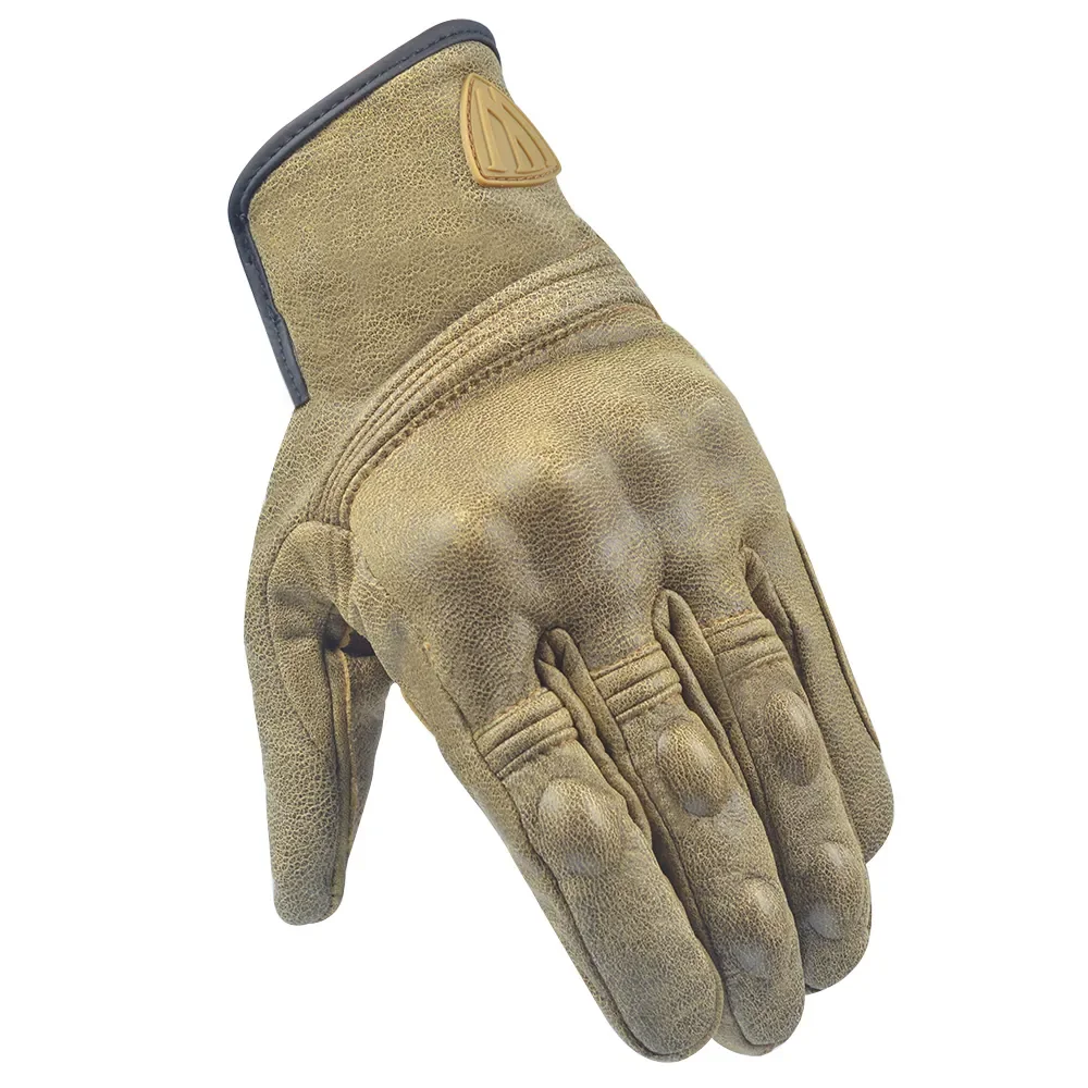 

Genuine Leather Motorcycle Retro Gloves Full Finger Motocross Street Bike Riding Touring