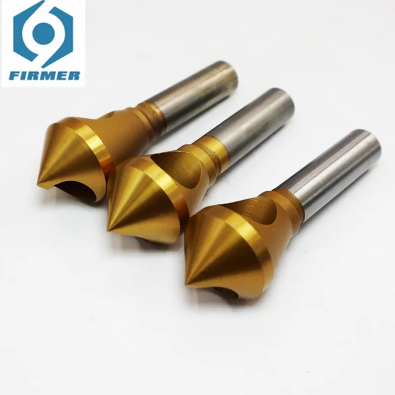 

Titanium-plated straight shank chamfering knife 90° stainless steel drill bit rounded oblique hole inner hole deburring 2 Pcs