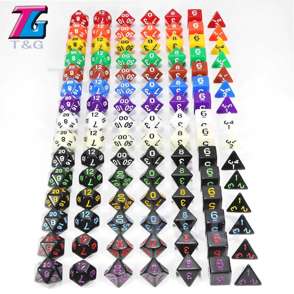 

Top Quality 15 Colors 7Pcs/Set Acrylic Polyhedral TRPG Games for DnD Opaque D4-D20 Multi Sides Dice Pop Game