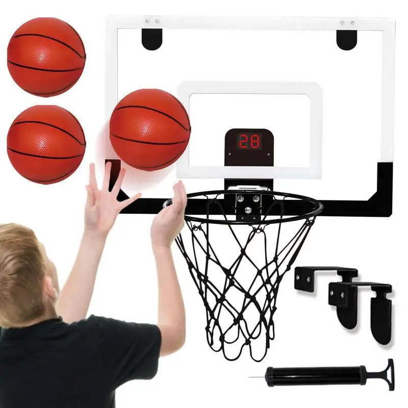 

5pcs/set Electronic Basketball Hoop Over The Door Basketball Mini Hoop Dunkable Outdoor Kids Toy Basketball Training Accessories