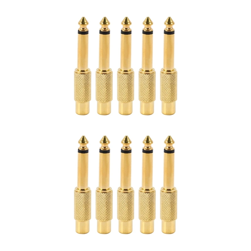 

10X Gold Plated 6.35Mm 1/4 Inch Male Mono Plug To RCA Female 6.5Mm Jack Audio Stereo Adapter Connector Plug