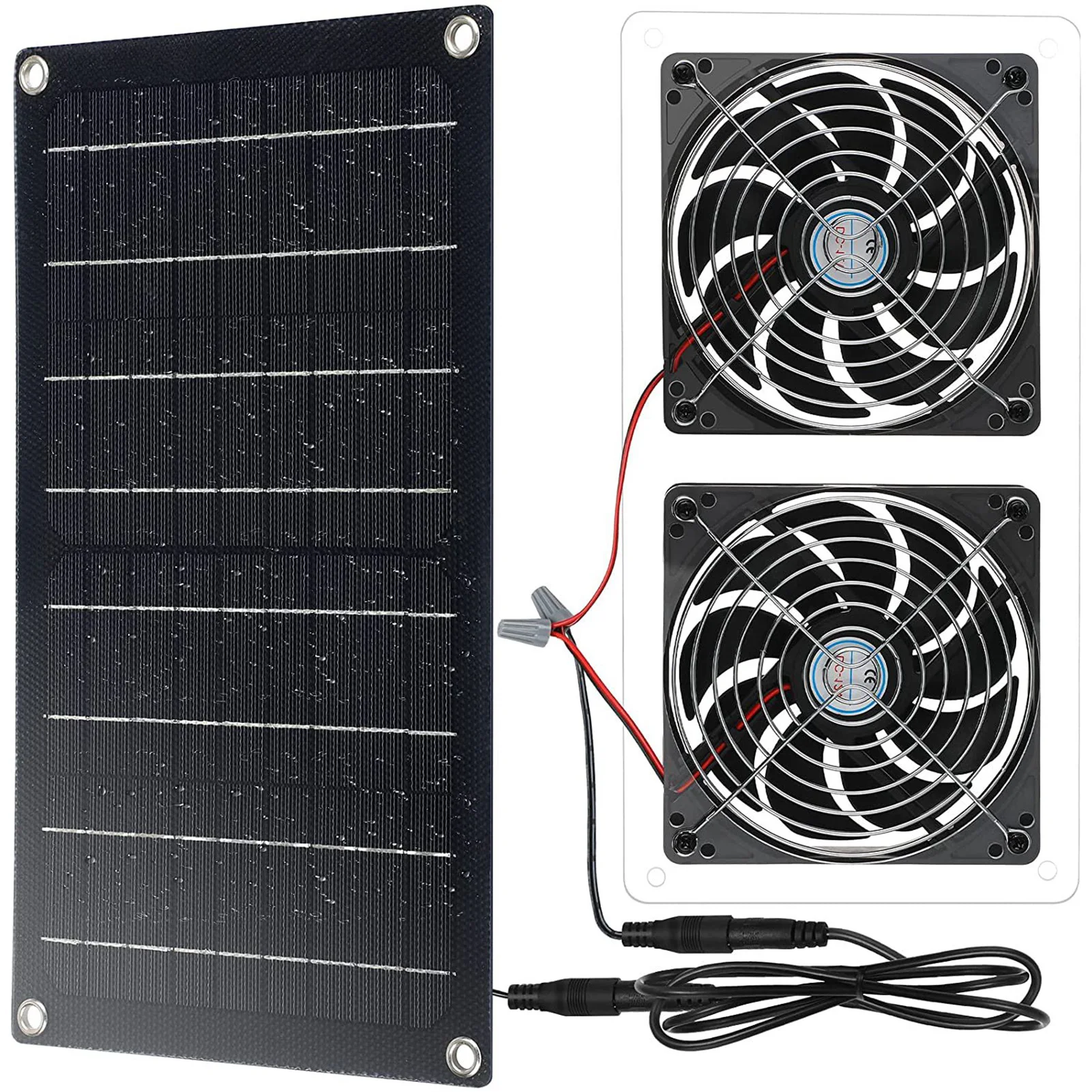 

10W Solar Plane Fan Solar Powered Dual Fan Kit Portable Ventilator Dual Exhaust Fan For Chicken Coops Greenhouse Shed Pet House