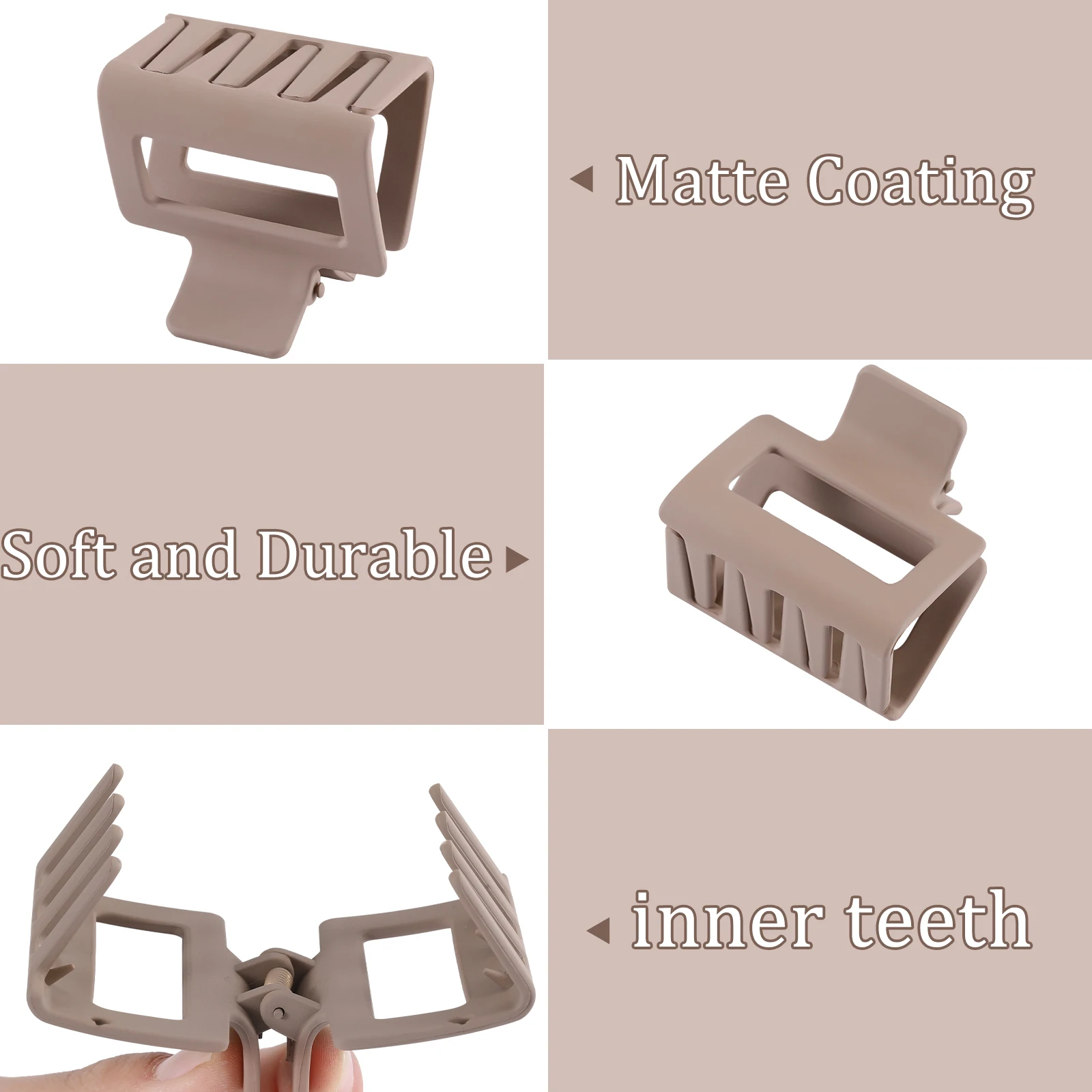 Зажимы для волос женские прямоугольные зажимы с матовым резиновым покрытием 3