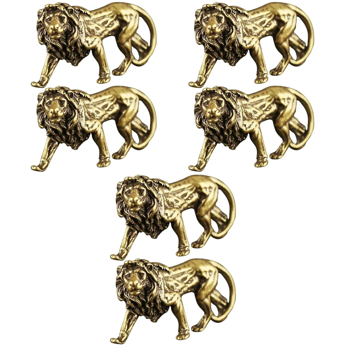 

6 шт. ретро мини модели льва антикварные латунные декоративные украшения льва