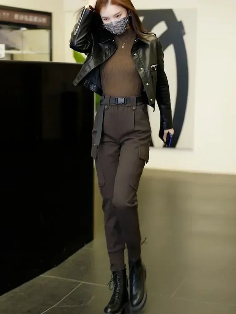 Женские брюки-карго-карандаш осень-зима оригинальные брюки в стиле Харадзюку