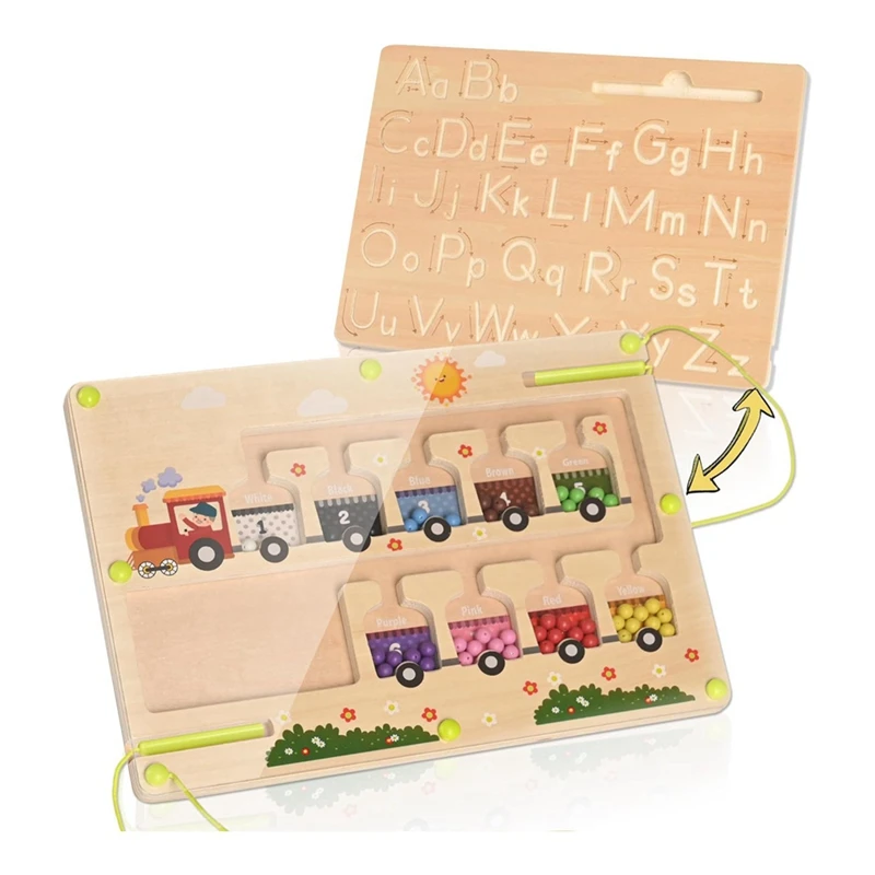 Магнитный лабиринт с цветами и цифрами игрушка для раннего обучения деревянная