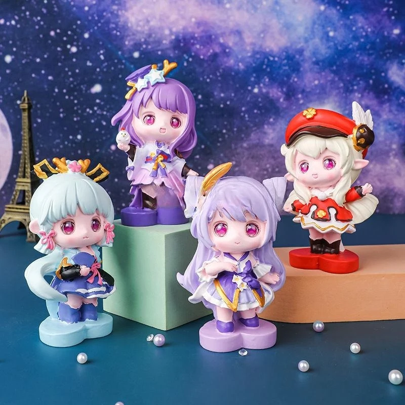 

6 шт./партия Genshin Impact Klee Keqing Hu Tao милый мультяшный персонаж Kawaii Q версия манга статуя экшн-кукла модель детские игрушки подарки