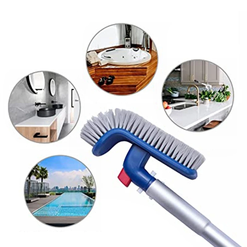 

Pool Step & Corner Brush 180 Degree Rotation Handle Scrub Brush for Ground Inground Swimming Pools Spas & Hot Tub