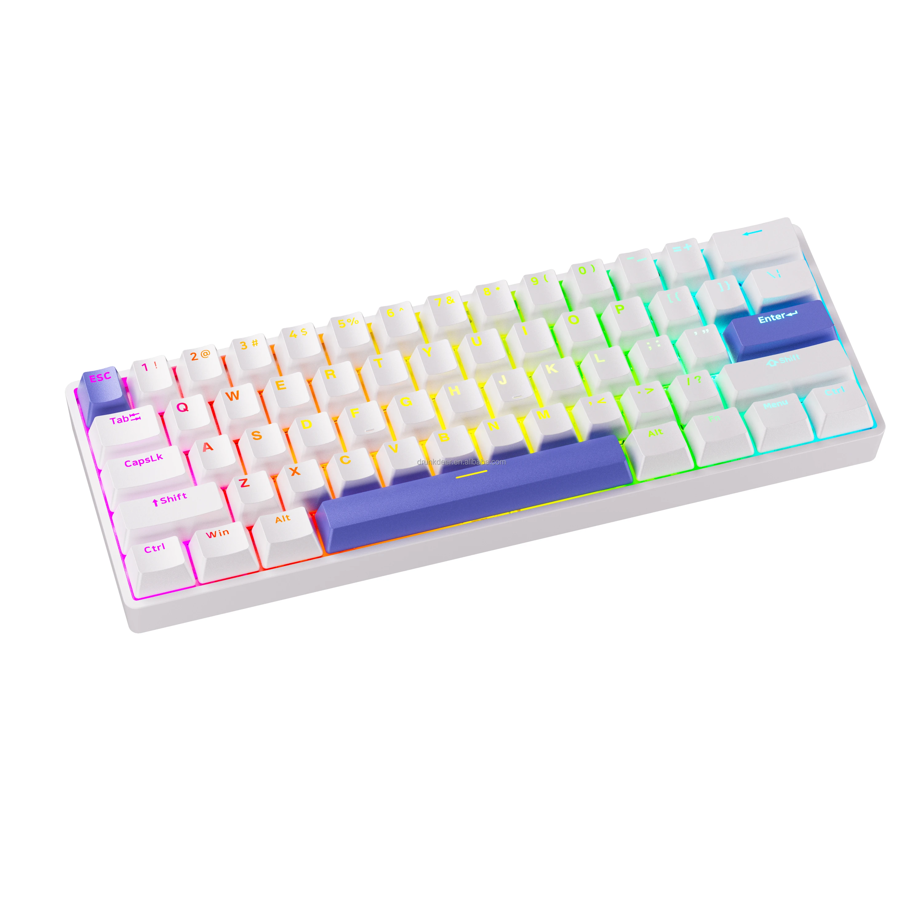 Фото Механическая игровая клавиатура DRUNKDEER G60 с проводным подключением USB Type-C, 62 программируемыми клавишами, RGB-подсветкой, магнитными переключателями RAESA и цифровым блоком №5