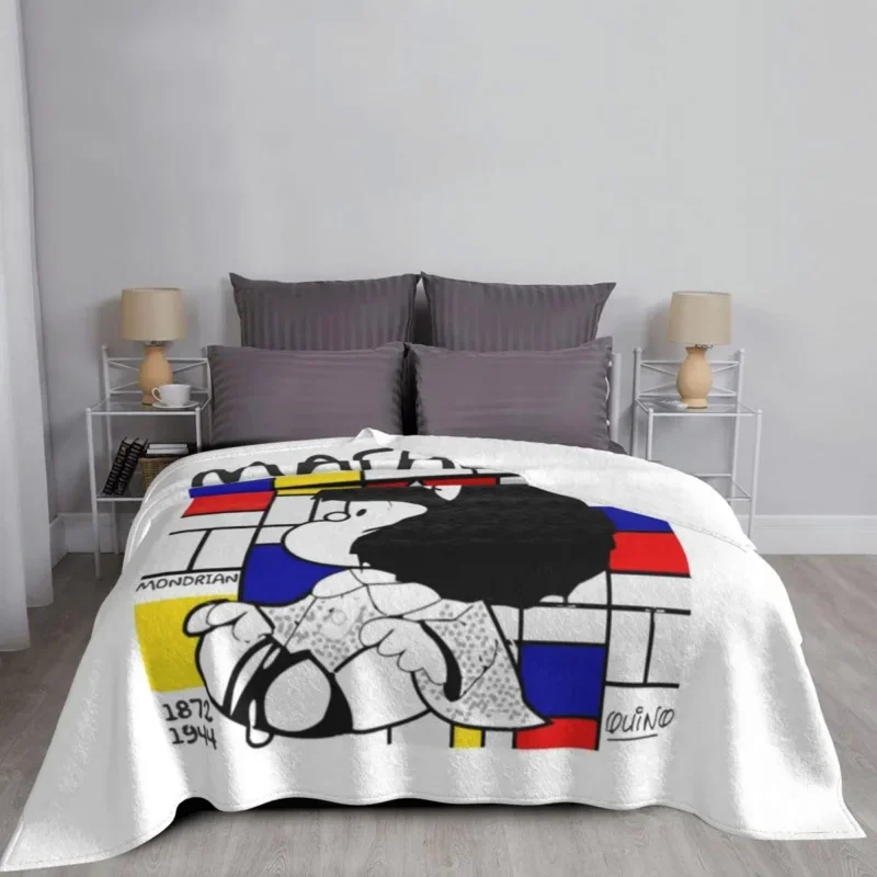 

Kawaii Cartoon Mafalda Flannel Textile Decor Manga Portable Super Soft Throw Blankets For Home Office Bedding Throws