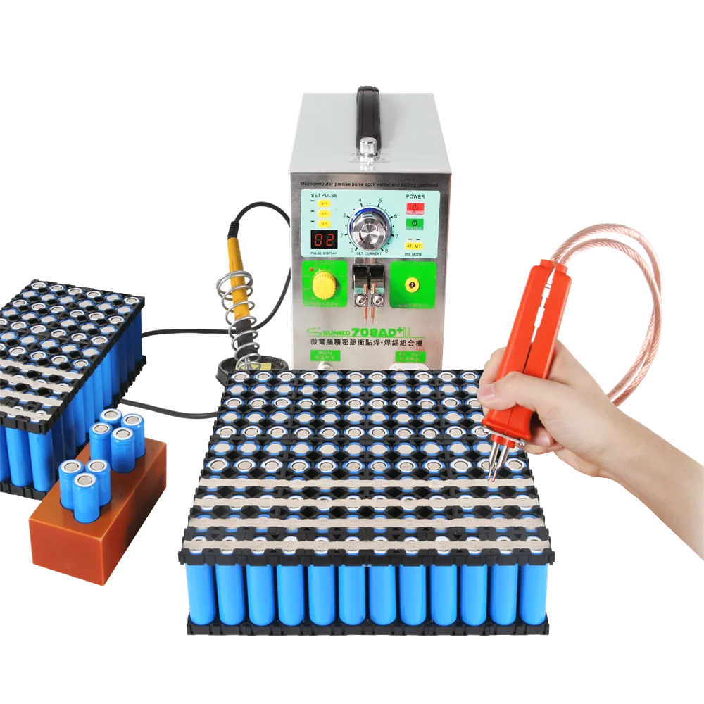 Бытовой аппарат точечной сварки Sunkko 709AD+ с паяльником аккумулятором для