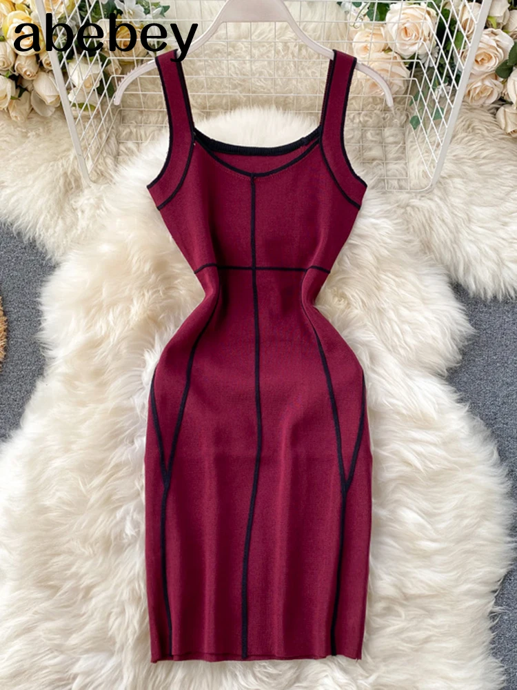 Женское трикотажное платье-карандаш облегающее короткое платье без рукавов с