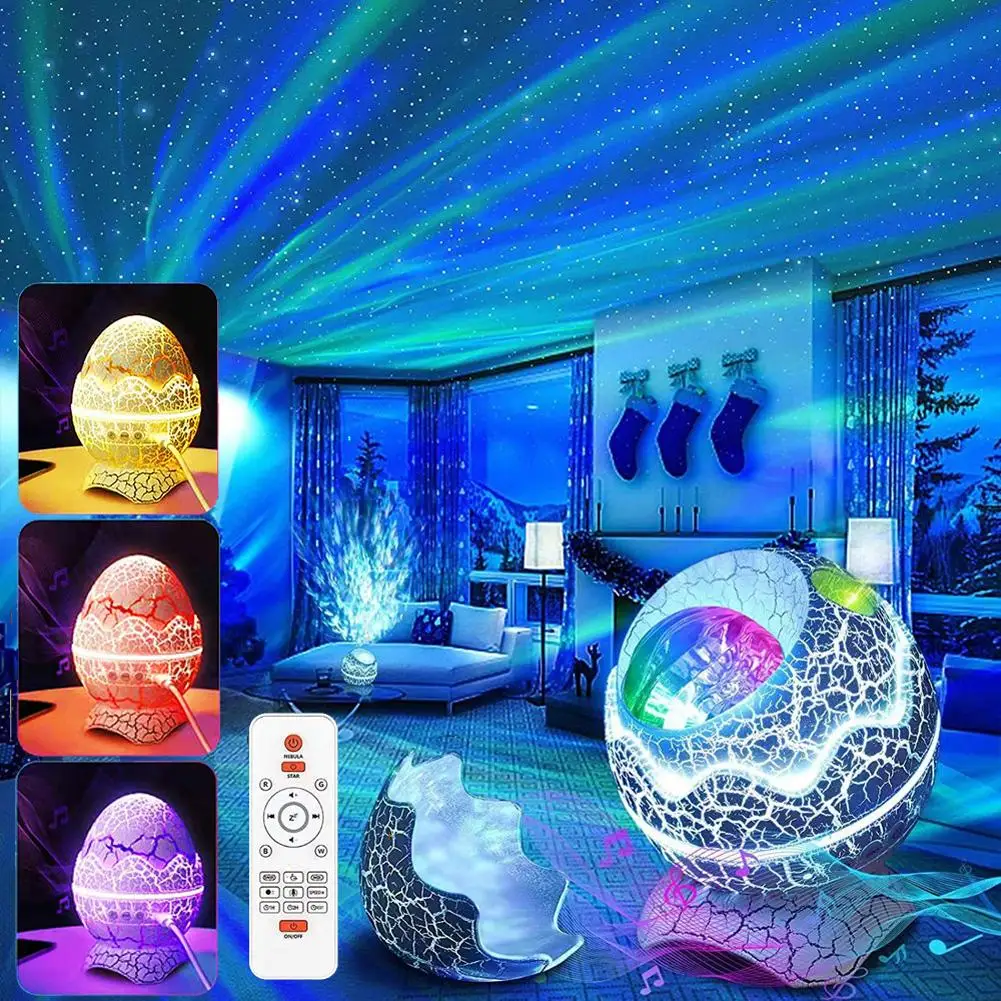 

LED Dinosaur Eggs Shell Projector Lamp Built In Bluetooth-compatible Speaker Night Light Starry Sky Projection Light Kids Gifts