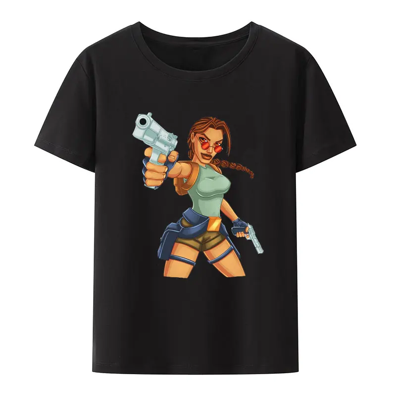 Забавная хлопковая футболка Tomb Raider Lara Croft для мужчин и женщин удобные