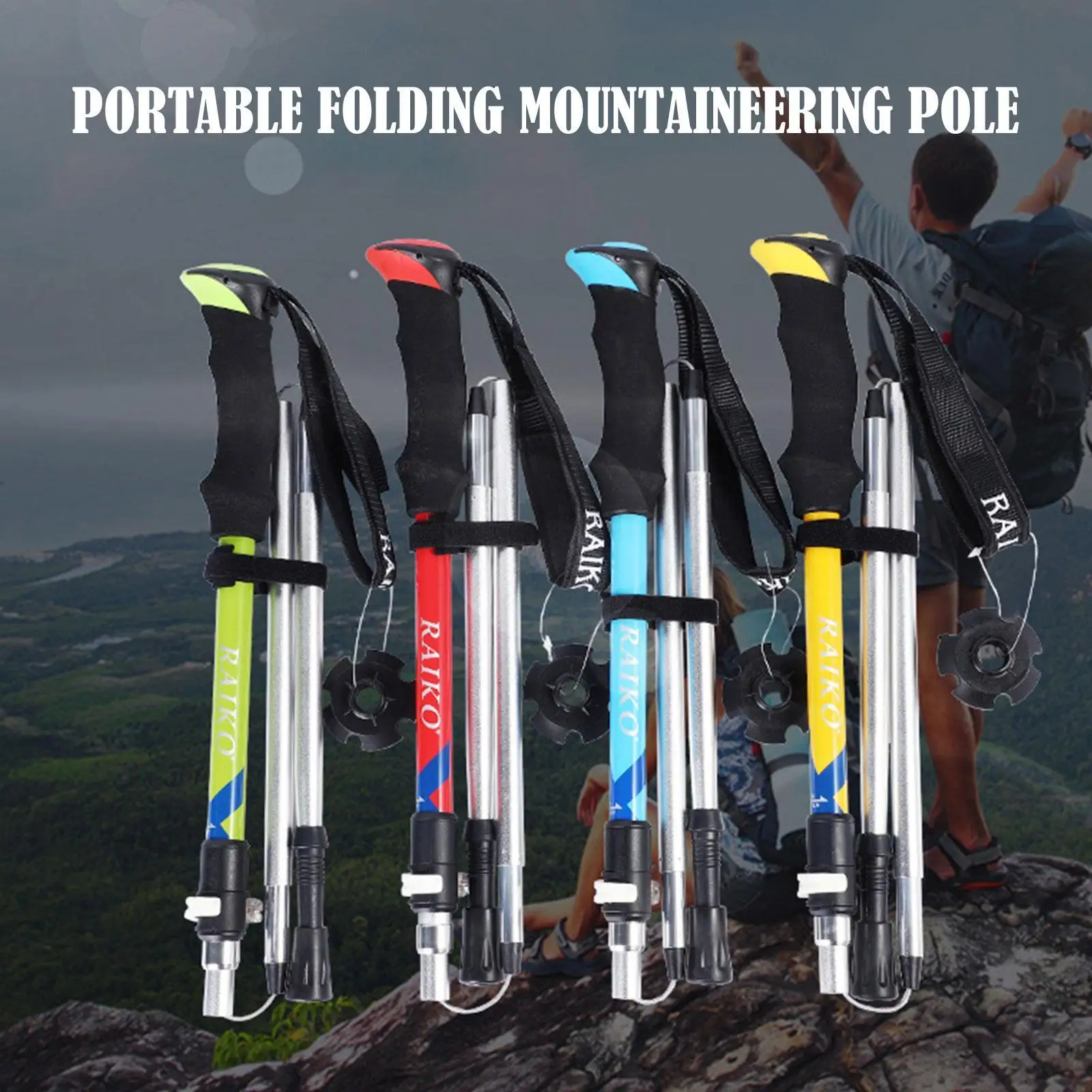 

38cm Aluminium Walking Hiking Trekking Poles Sticks Climbing Mountain Ultra-light Telescopic Outdoor Folding Sticks F0w0