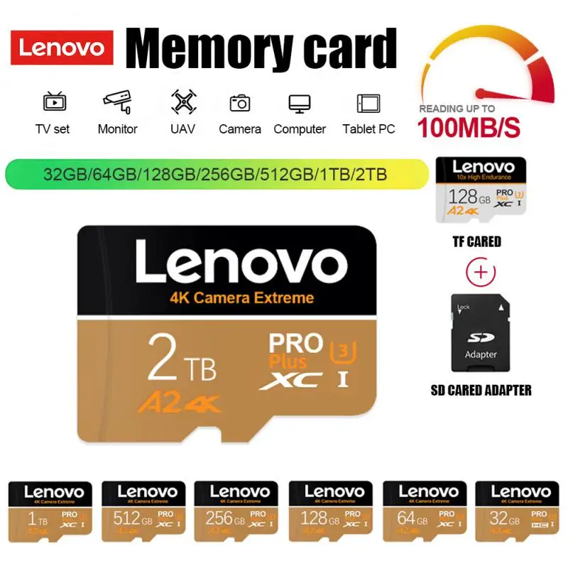 

Lenovo 2TB Memory Card 1TB 512GB 256GB 128GB 64GB High Speed Flash Micro TF SD Card 256 128 64GB Mini TF SD Flash MemoryCard