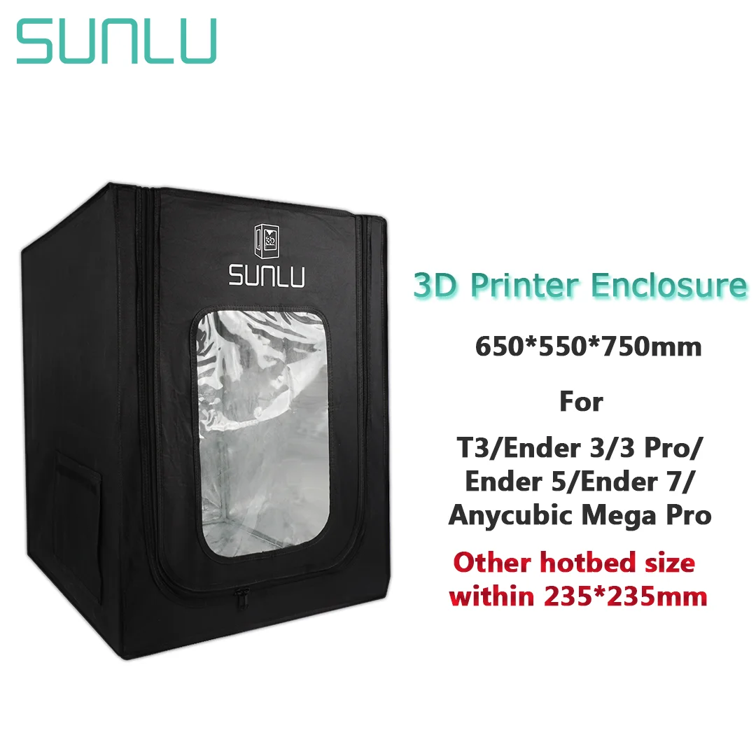 3D Printer Enclosure SUNLU 65*55*75cm Good Insulation Effect for Ender-3/3 Pro/V2 Other 235*235mm Hot Bed Printer Easy Install