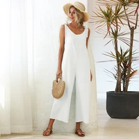 2021 summer casual fashion sexy concise comfortable jumpsuits women high waist solid sling bandage loose straight pants rompers