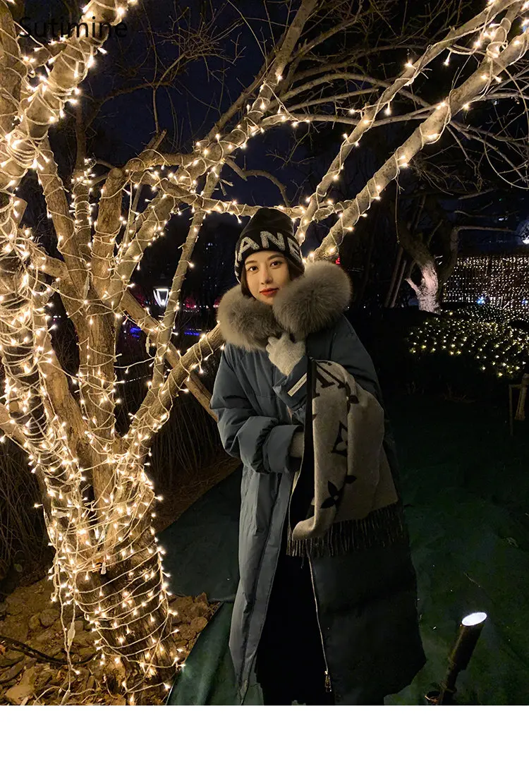 Korean Version Thickened Coat 2022 New Hooded Long Loose Down Jacket Casual Winter Clothes Women Zipper Winter Coat for Women