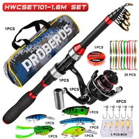 fishing rod artificial accessories complete kit with carbon ultralight reel spinning telescopic freshwater sea equipment goods