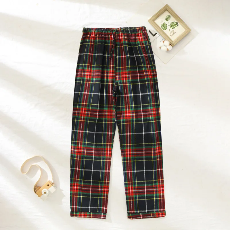 Plaid Design Warm Winter Sleeping Pants for Women's Cotton Flannel Long Trousers Homewear Lounge Wear Pajama Pants Pyjama Femme
