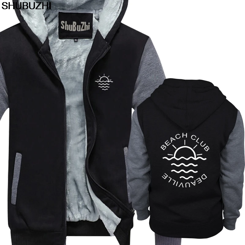 

hoody Homme - Beach Club Deauville Paris luxe mer soleil plage France mode men thick hoodies male jacet warm coat sbz326