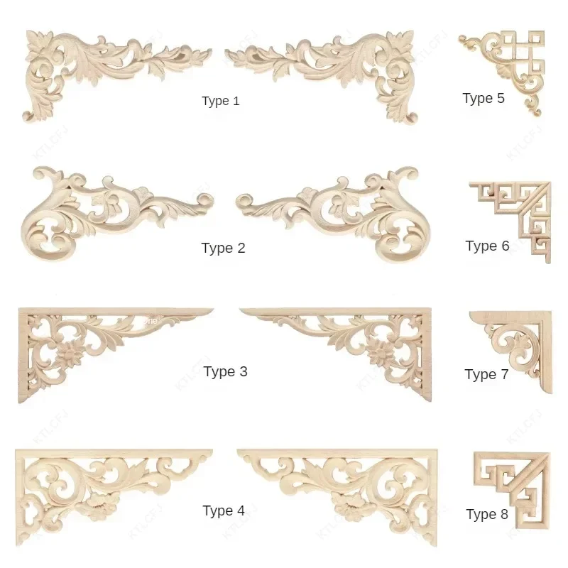 Деревянная аппликация Onlay резные деревянные угловые наклейки для мебели кровати