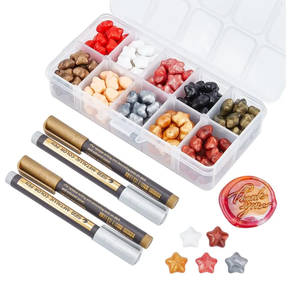 

1Set Sealing Wax Particles with Metallic Markers Paints Pens for Wax Seal Stamp Mixed Color Sealing Wax Particles: 150pcs