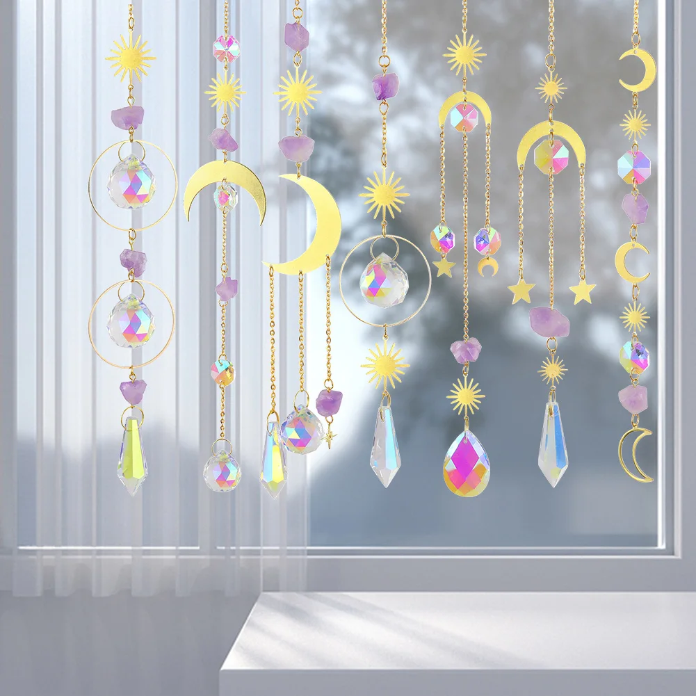 

Красочные ветряные колокольчики, дизайнерские висячие украшения для дома и сада, блестящие ветряные призмы, приятные украшения