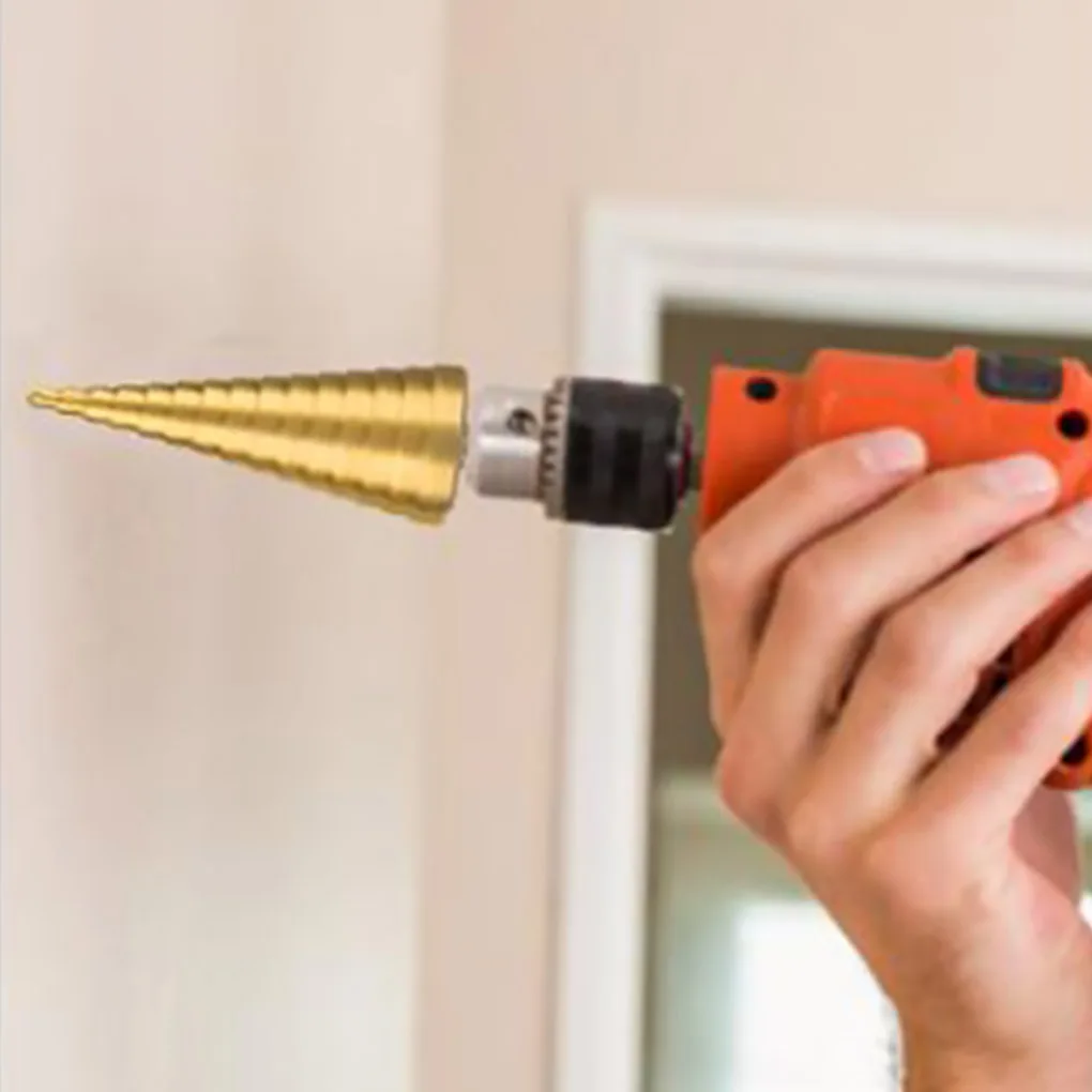 

Высокоскоростное стальное ступенчатое сверло для деревообработки, фаска для удаления заусенцев, быстрорежущее Коническое сверло, вращающийся инструмент, 10 шагов, 1 шт.