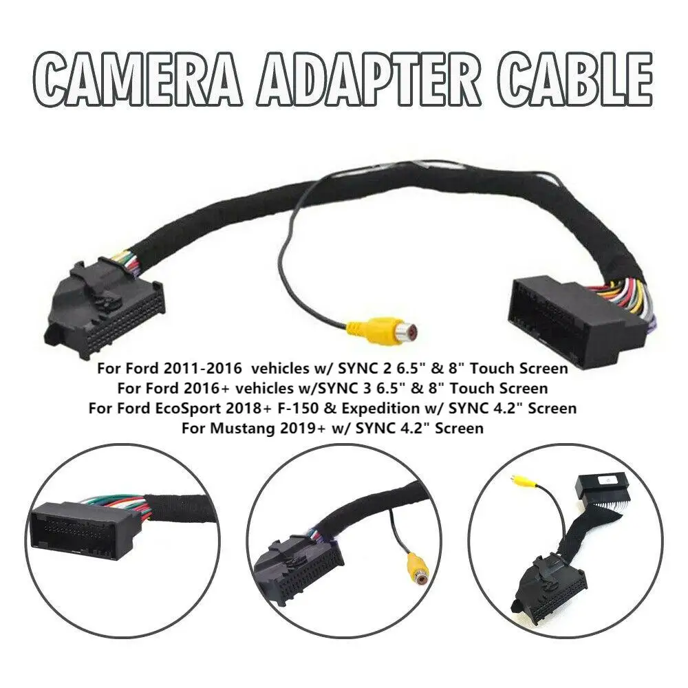 

RCA Rearview Camera Adapter Cable Harness For EcoSport 2018+ F-150 For Expedition W/ SYNC 4.2" Screen For Ford 54Pin SYNC 2 Or 3