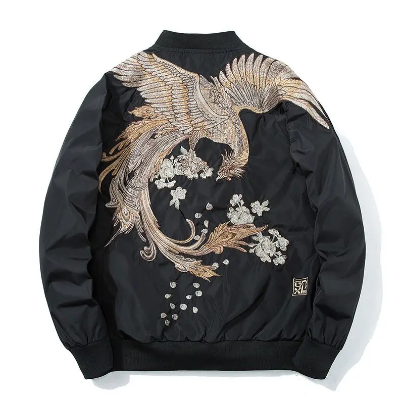 

2022 eagle embroidery baseball uniform jacket men and women jacket Chinese style color matching Chinese style clothes
