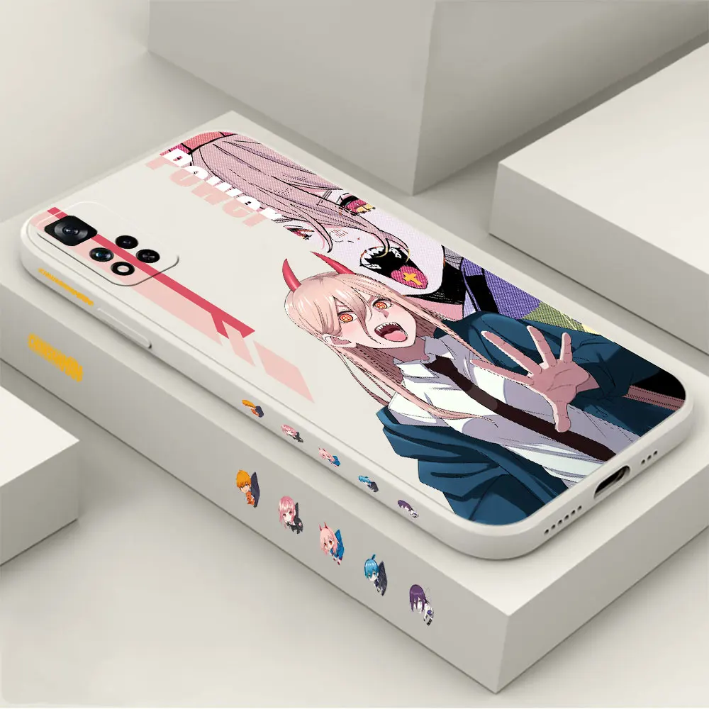 

Anime Chainsaw Man Power Phone Case For Redmi 12 11 11T 11R 11E 11S 10 10T 9 9T 8 Pro Plus Max 4G 5G Liquid Silicone Cover Funda