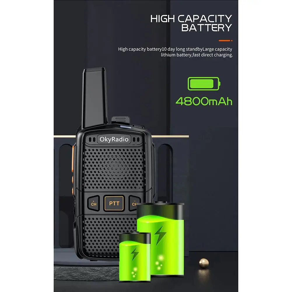 N5 5W Wireless Civil Mini Walkie-talkie 4800mah Type-c Rechargeable 400-470mhz Portable Waterproof Work Intercom