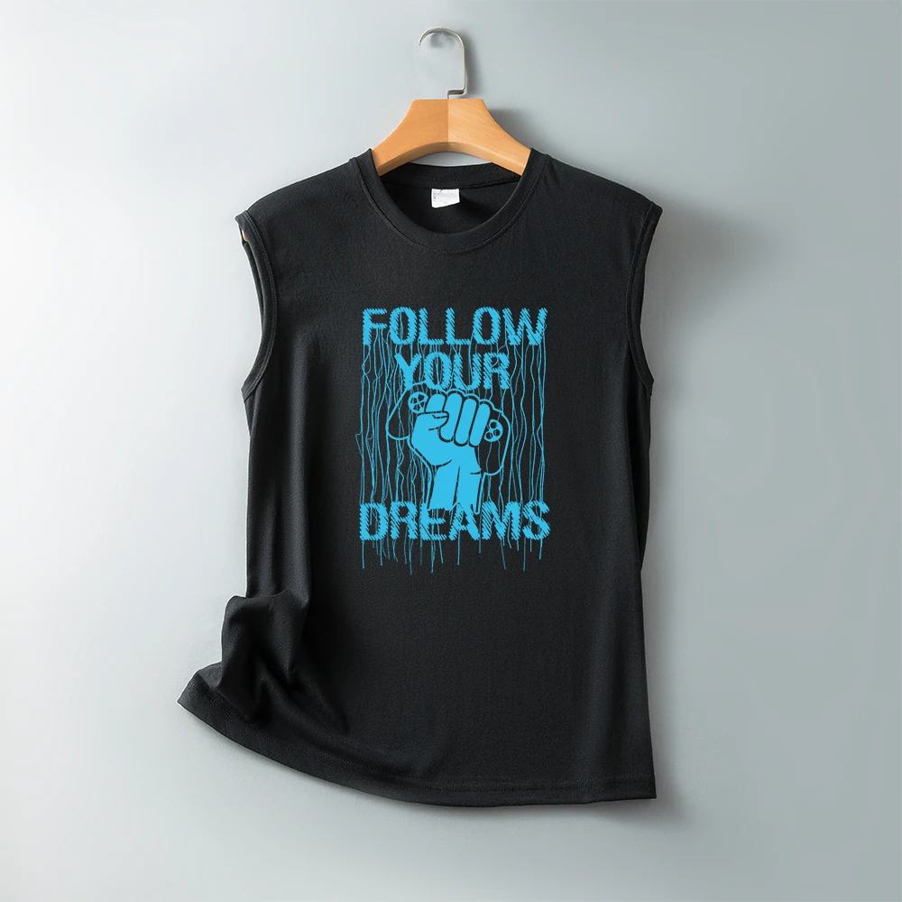 

Follow Your Dreams Funny Women T Shirts Vintage Printed Summer Tees Shirt Round Neck Sleeveless Tops for 90s Ladies Streetwear