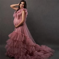 2022 womens prom dresses tiered ruffles new party celebrity gowns customise a line tulle maternity photography dress