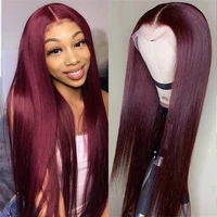 burgundy straight lace frontal wigs long synthetic lace front wig for black women with babyhair heat resistant cosplay wig