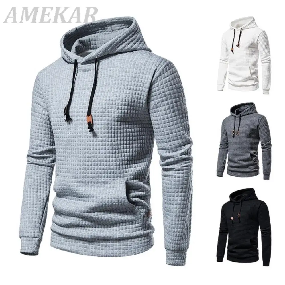 

2022 Men's Hoodie Plaid Quilted Cotton Sweatshirts Men New Spring Autumn Fabric Hooded Pullover Sweatshirt Hoody Male Streetwear