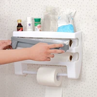 paper towel holder sauce bottle rack kitchen organizer 4 in 1 cling film cutting holder kitchen accessories
