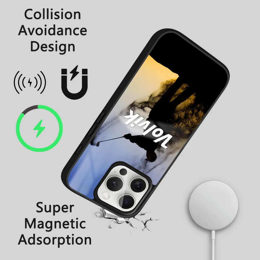 V-VolvikS Golf Luxury Phone Case For IPhone 16 15 14 13 12 11 Pro Max Plus Mini Magsafe Mirror Wireless Magnetic Cover