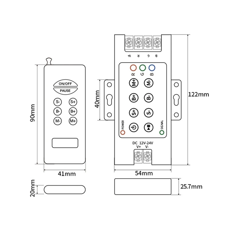 Дистанционный беспроводной мини-контроллер 30 А для RGB светодиодной ленты