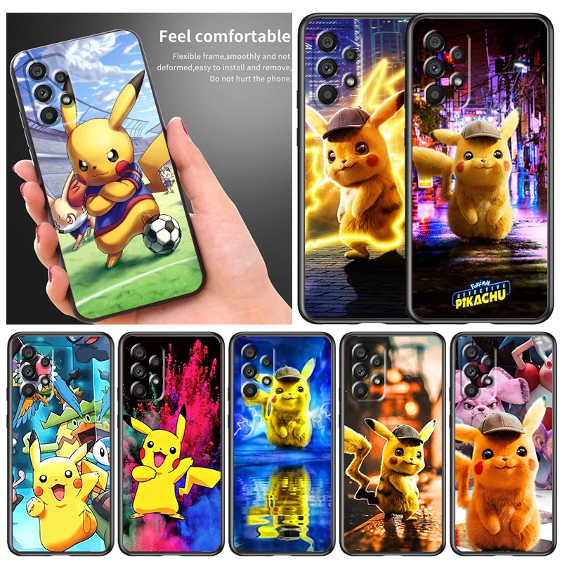 

Cartoon Pikachu Pokemon Phone Case For Samsung A73 A72 A71 A54 A53 A52 A51 A42 A33 A32 A23 A22 A21S A13 A04 A03 5G Black