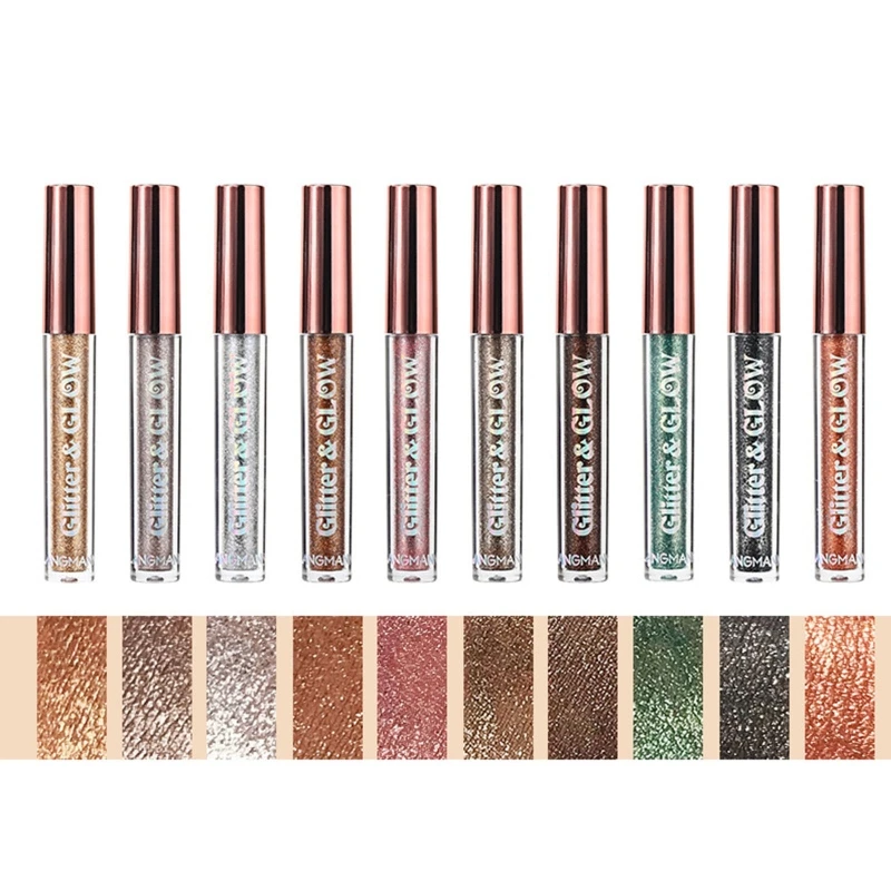 

10 Liquid Eyeshadow Metallic Glitter Eyeshadow Quick-Drying Waterproof Long Lasting Eye Cosmetic for Women Eye Makeup