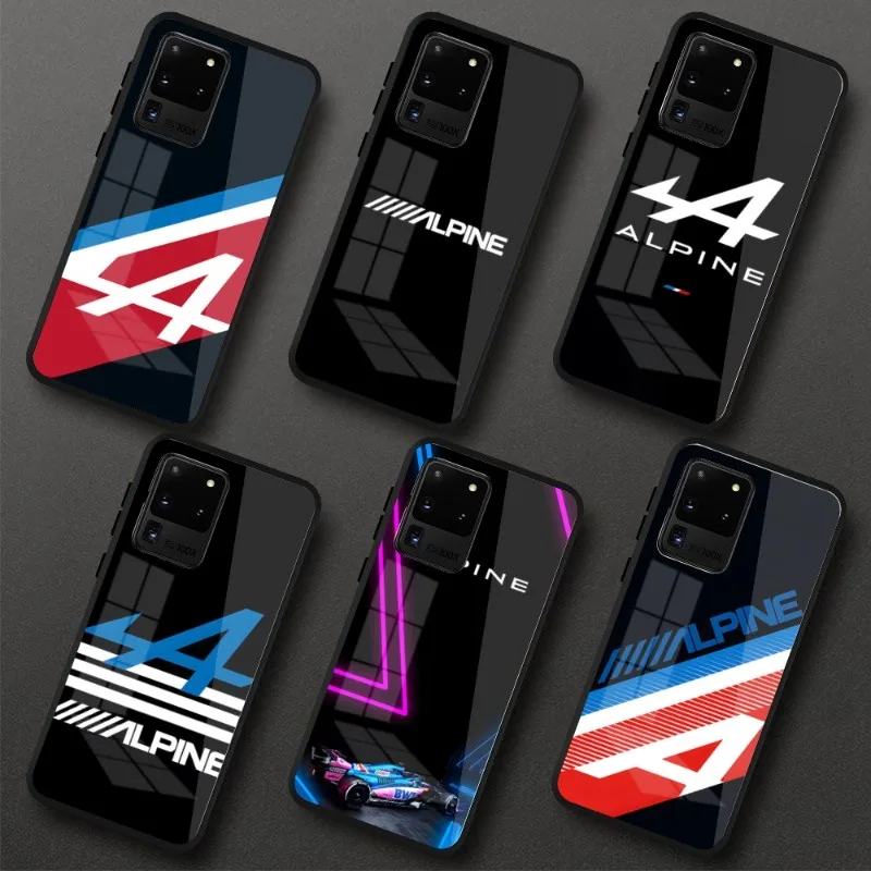 

Alpine Logo Tricolor French Phone Case for Samung S23 S22 S21 Pro Ultra A13 A33 A53 NOTE 20 PC Glass Cover Funda Shell